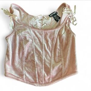 Hot Topic Shimmering PinkVelvet Corset Top